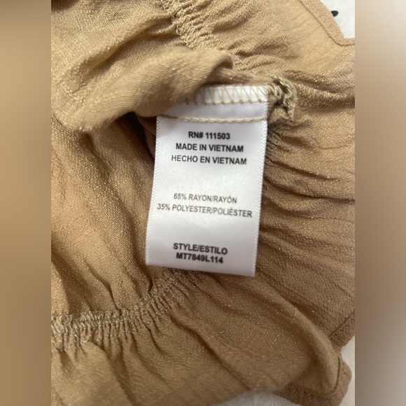 New Women’s June & Hudson Short Sleeved Off Shoulder Top in Tan/Gold Size Small - Picture 4 of 4